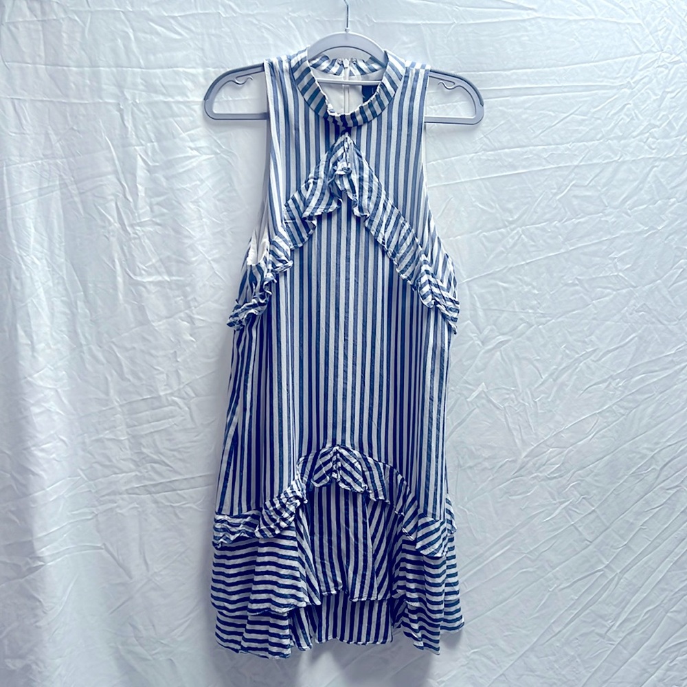 Nicole Miller Sailor Stripe Ruffle Dress